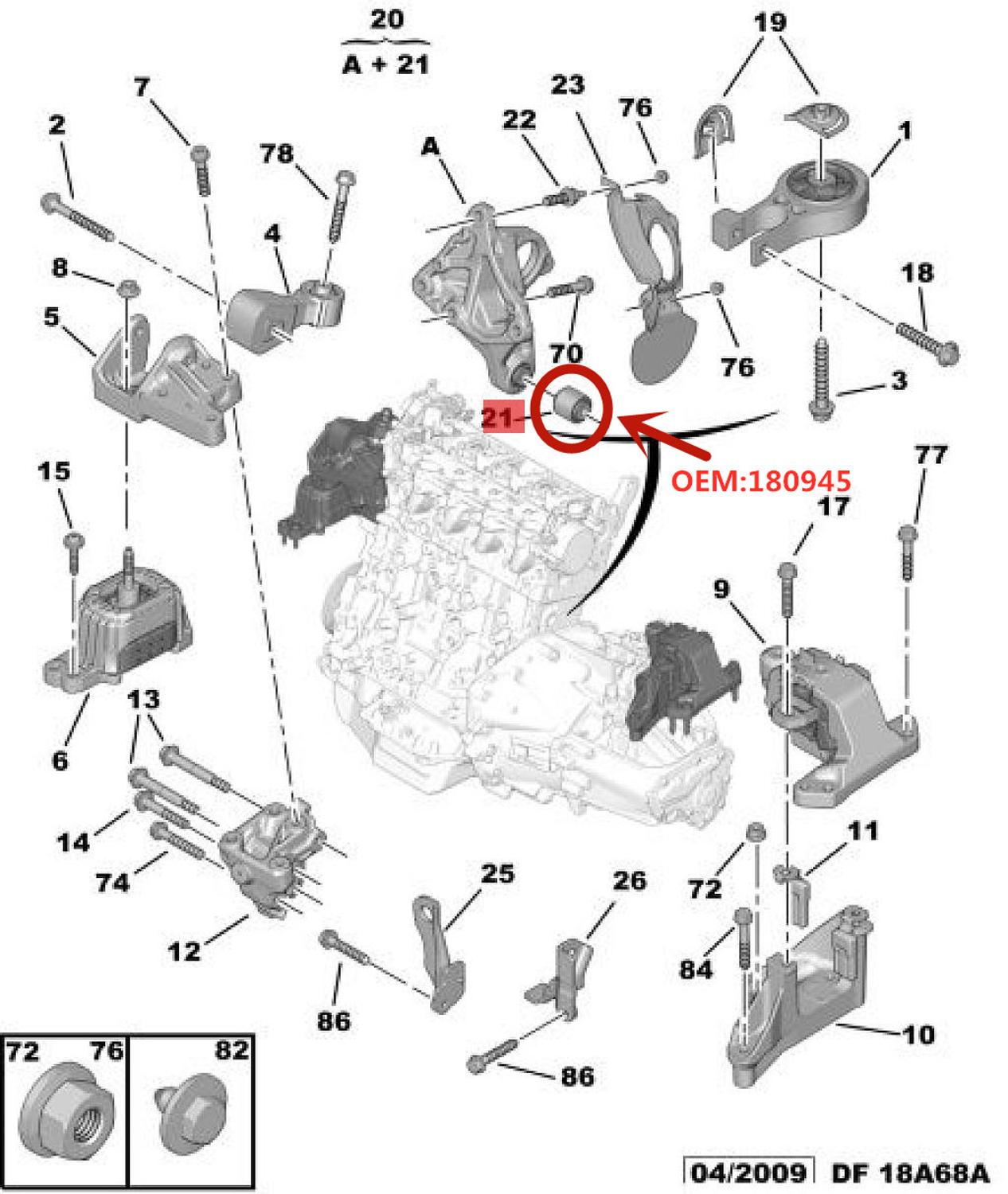 Adatto per Peugeot 307 407 508 607 807 esperto 3 Citroen C5 motore flessibile-boccola staffa ponte boccola 180945 manicotto in gomma
