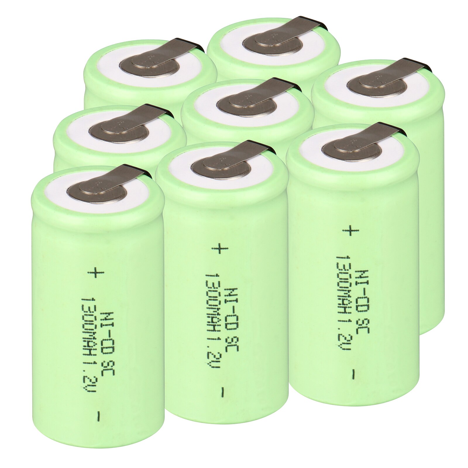 2 ~ 16PCS sub c sc oplaadbare batterij nicd 1.2 v batterij 1300mAh ni cd oplaadbare batterijen 1.2 v groen