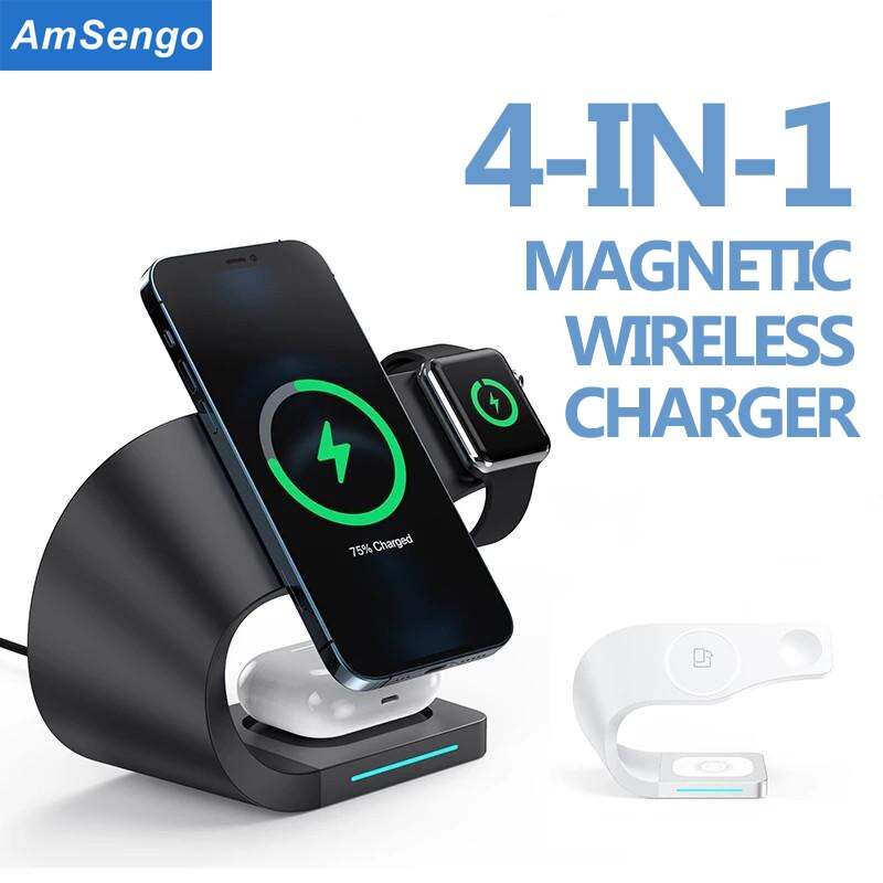 15w magnetische schnelllade-dockingstationen für iphone 13, 13 pro, 12 pro max , 4 in, 1 , airpods pro und iwatch  se 6, 5, 4, 3.