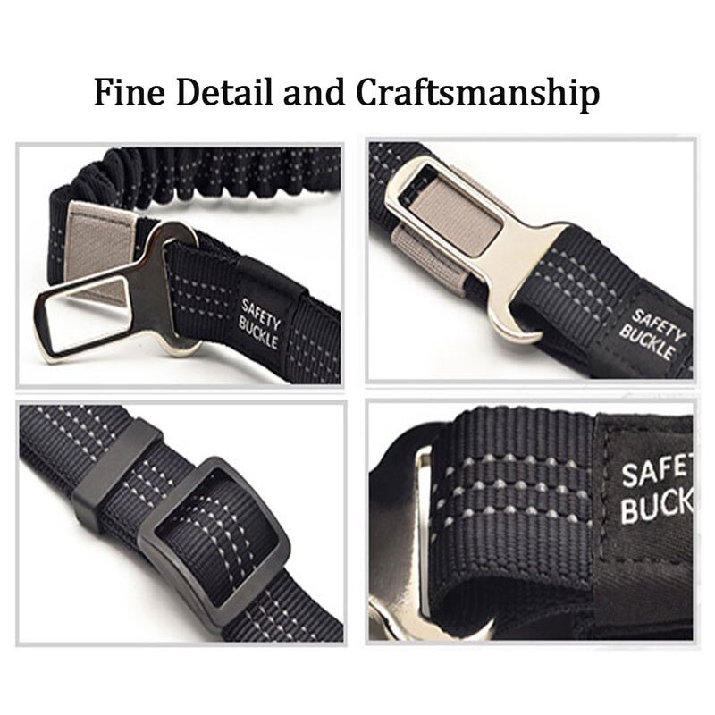 Reflekterende strikk hundebånd uttrekkbart kjæledyrbånd med bilsikkerhetsspenne for små mellomstore og store hunder