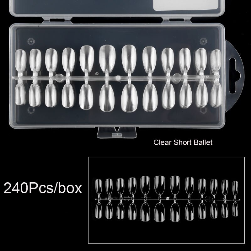 240 szt. nietrzeźwy na paznokcie trumienki 12 rozmiarów akrylowe nietrzeźwy na całej powierzchni-nietrzeźwy-240 szt. nietrzeźwy sztuczne paznokcie na całej powierzchni 12 rozmiarów, Gh-U545: krótki coffin