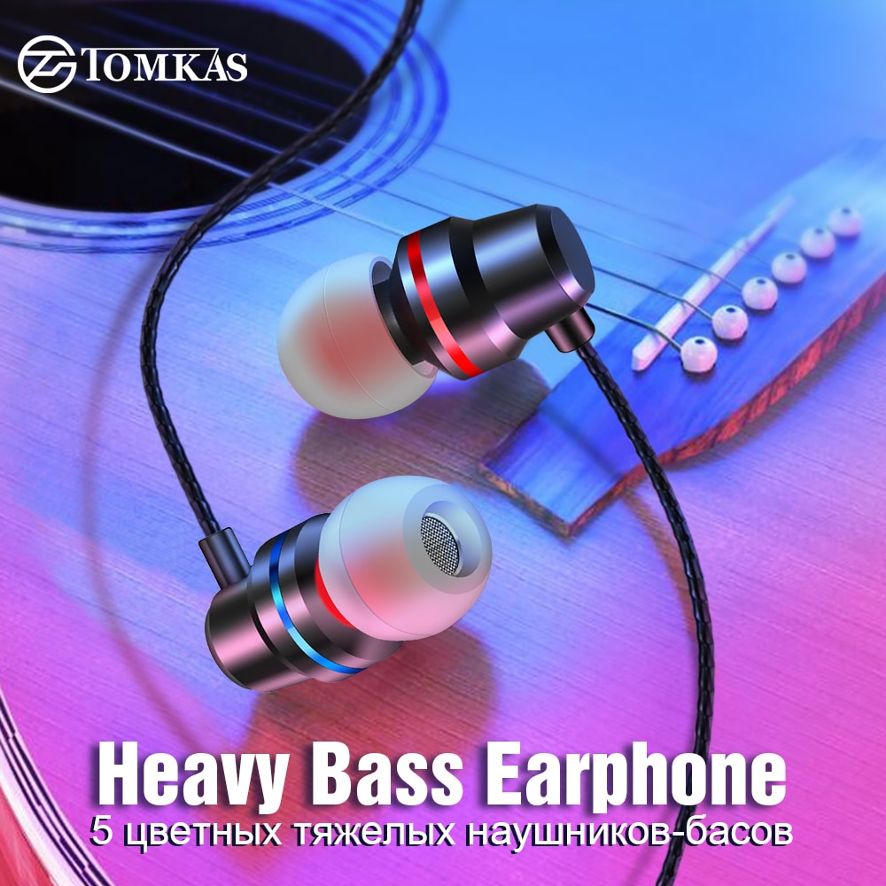 TOMKAS Universal Headphones 3.5mm In Ear Stereo Earbuds For Xiaomi Sport Wired Earphone For Mobile Phone fone de ouvido