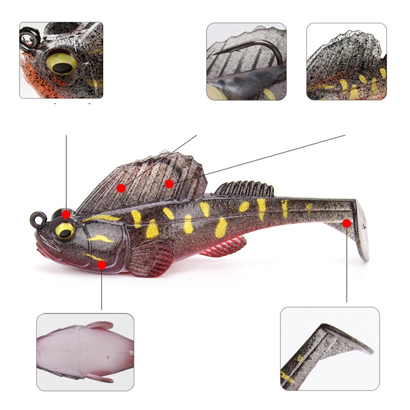 80mm 14g Ultra Realistic Goby Paddle Soft Lure Fish Baits Finest Detailed Softbait Swimbait Fishing Bait