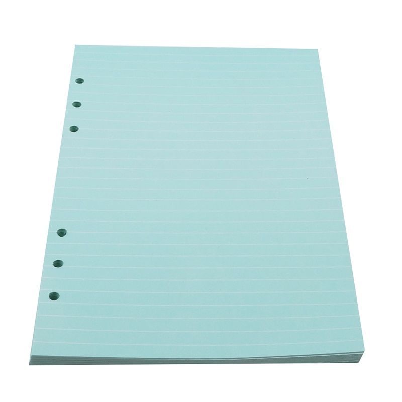 Colorful A5 Loose Leaf Notebook Refills 6 Holes Rings Binder Spiral Diary Planner Inner Core Inserts Paper Guest Book: green