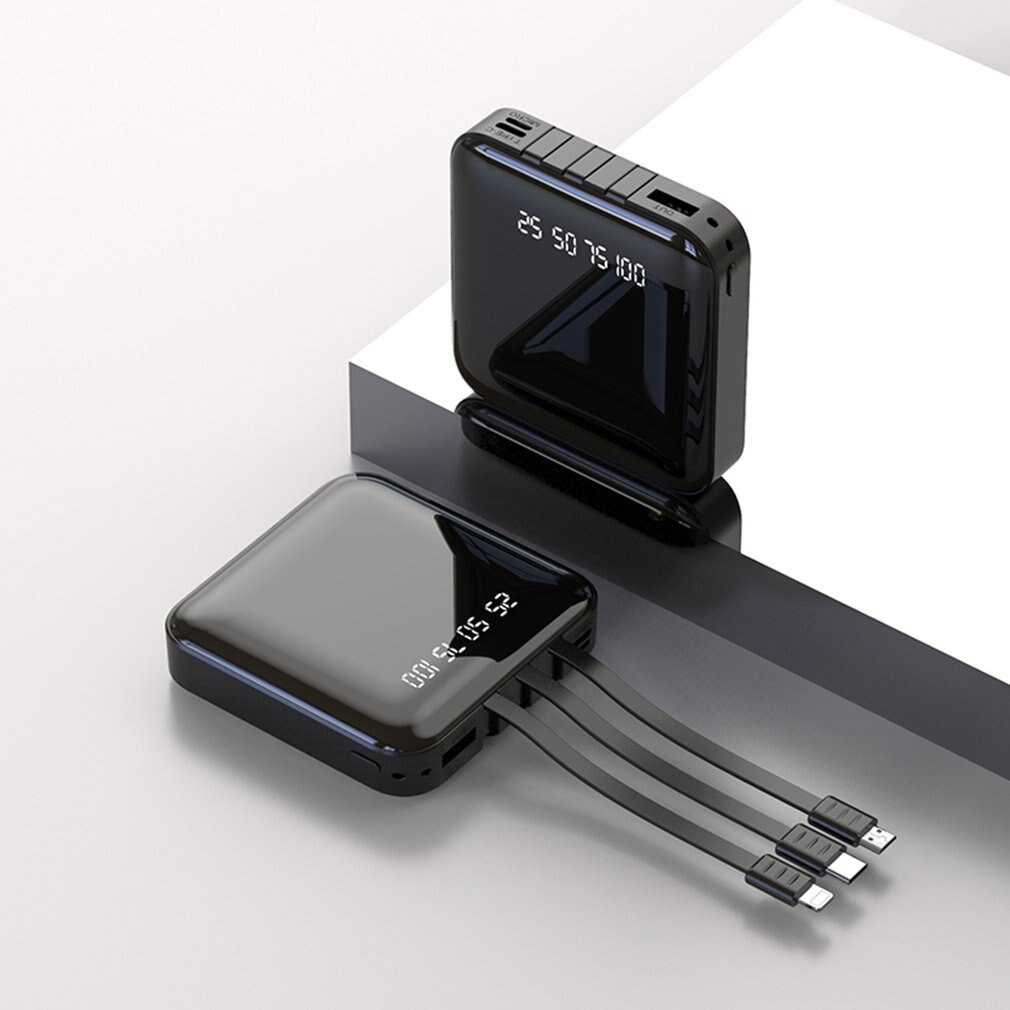 charging treasure set with a three-line mini high-capacity digital display mobile power supply wireless charging bin