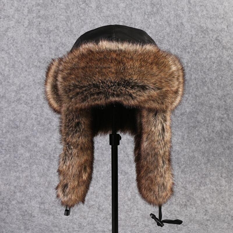 B-8432 Man Bomber Hat Adult Ski Cap Winter Bomber Hats Earflap Fur Hats Russian Ushanka Hat