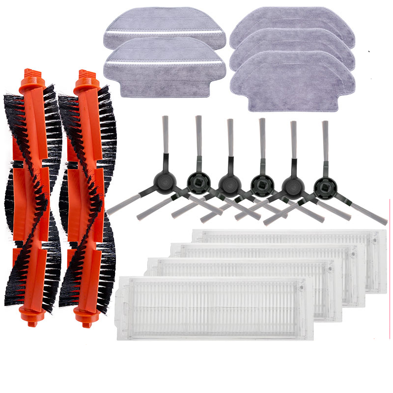 Pièces de rechange pour aspirateur Robot Xiaomi Mi Mop 2S / Mop P / Mop Pro / XMSTJQR2S / STYTJ02YM, brosse latérale principale, filtre Hepa: Rouge