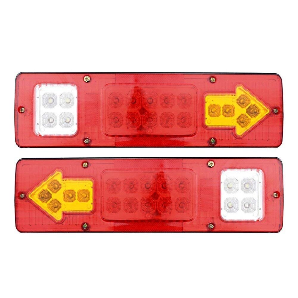 1pair RV ATV Truck 19 LED Red White-Amber Integrated Trailer Tail Lights Turn Signal Running Lamp(12V)