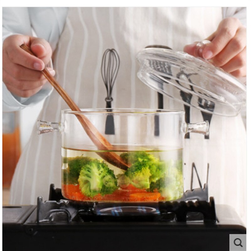 1000ml open fire electric ceramic stove with heat-resistant glass pot, small pot, stew pot, noodle pot, transparent 2101