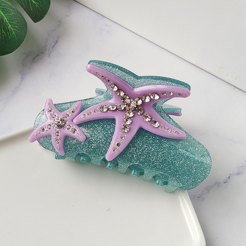 YHJ-garra para el pelo de estrella de mar para mujer, pinza para el pelo de acetato con diamantes de imitación, joyería de vacaciones, pinzas para el pelo, accesorios para el cabello