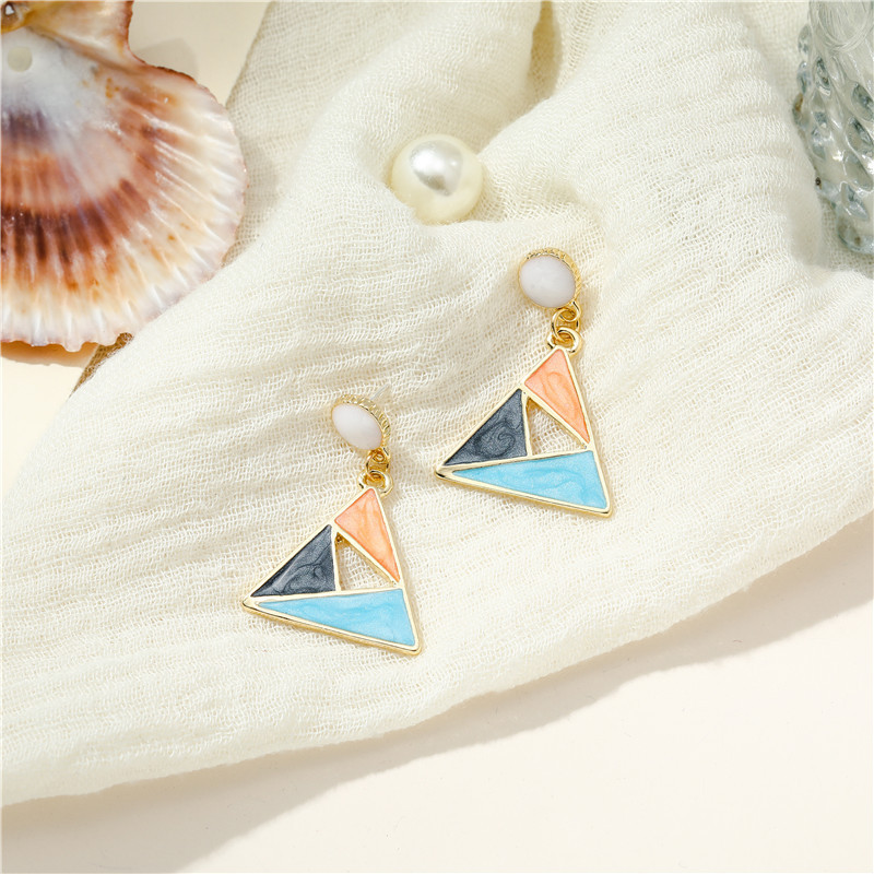 Boho geometriset neliön riippuvat korvakorut naisille emali kulta moderni korvakoru naisten korealaiset vintage korut