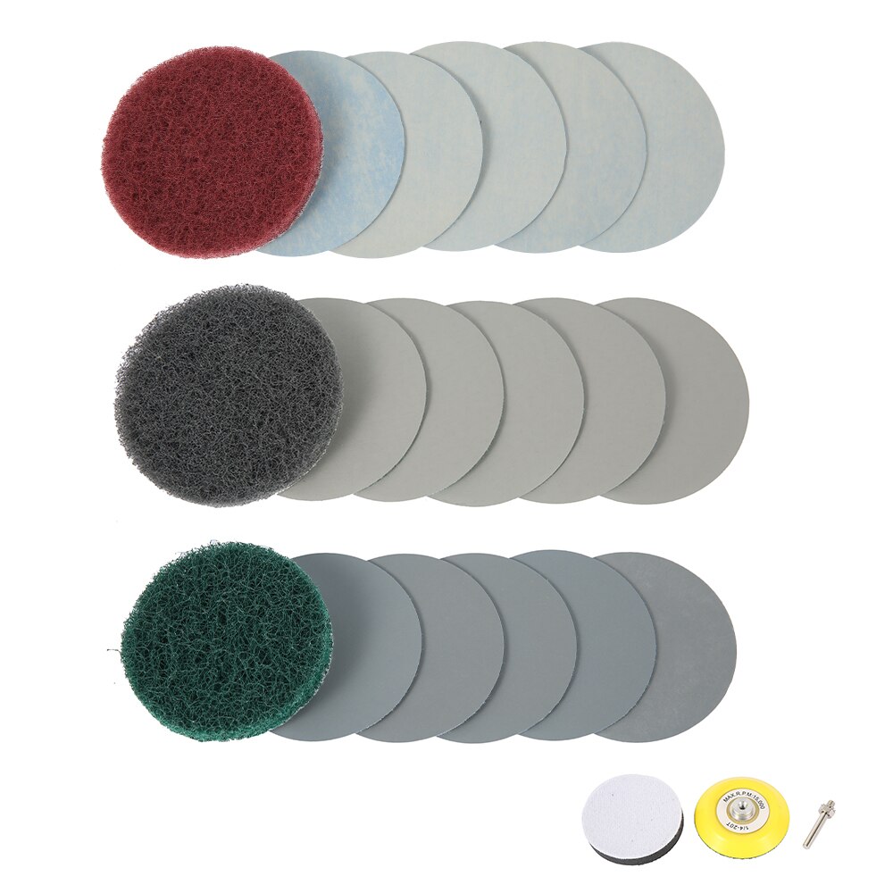 21Pcs/set DIY Car Lights Polishing Sanding Discs Kit Restoration Headlights Repair Set Mop Pad M16 Drill Adapter: Default Title