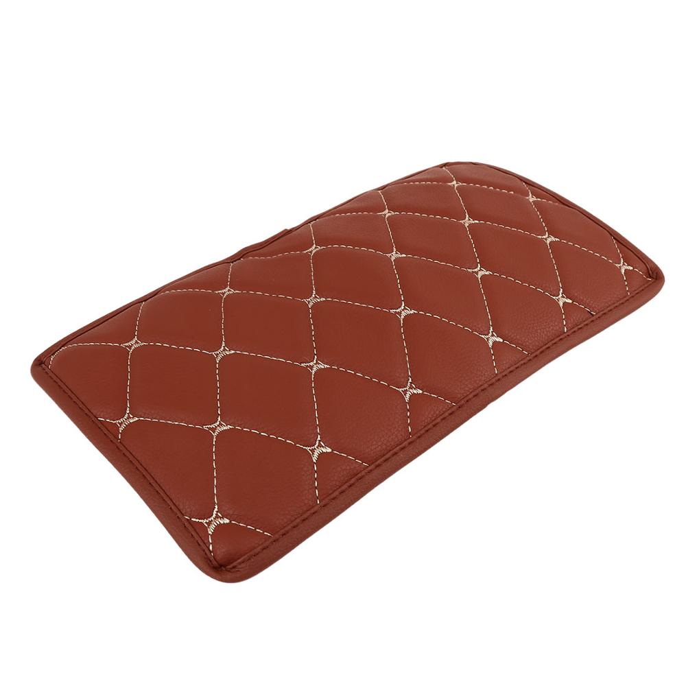 Tapis d'accoudoir universel intérieur de voiture en cuir, boîte de rangement pour accoudoir, Console centrale automobile, couverture étanche, 29x17cm: Brown White