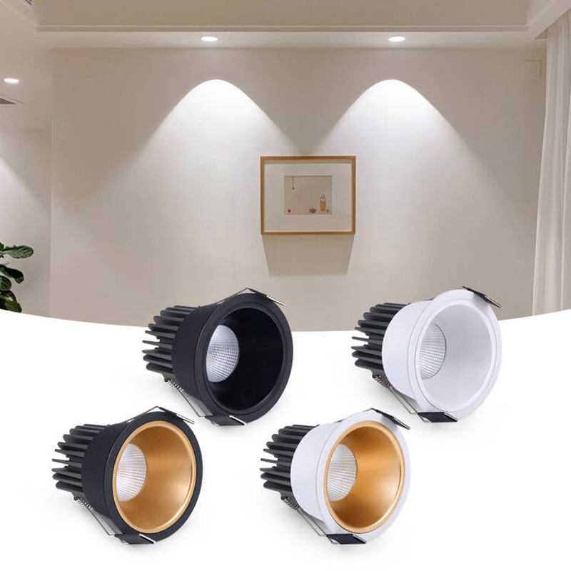 Indbygget aluminium cob led led spotlight pære led spotlight 7w 12w downlight loftslampe rumbelysning 85-265v