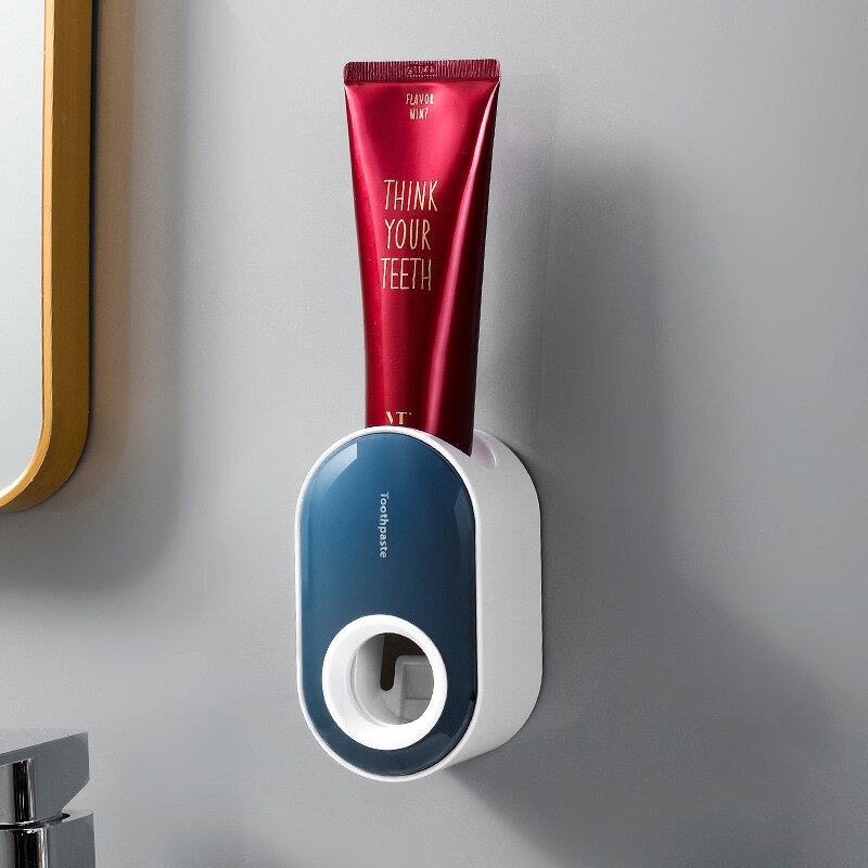 Wand-Mount Automatische zahnpasta spender badezimmer zubehör Zahnpasta Squeezer Zahnbürste Rohr Squeezer Drücken Halter: Blue