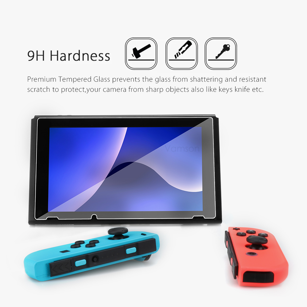 Vamson für Schalter Zubehör 1-3Stck Schutz Glas für Nintendo Swich Gehärtetem Bildschirm Schutz mit Reinigungs Tuch NT02