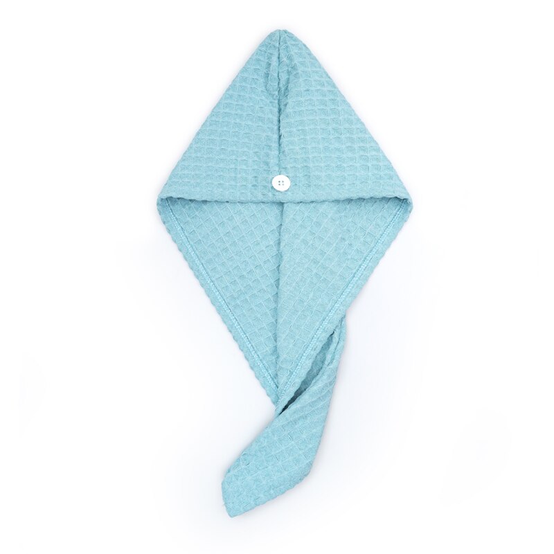 waffle fabric After Shower Hair Drying Wrap Towel Quick Dry Hat Cap Turban Head Bathing Tool Magic Microfiber Fast Dryer: Blue