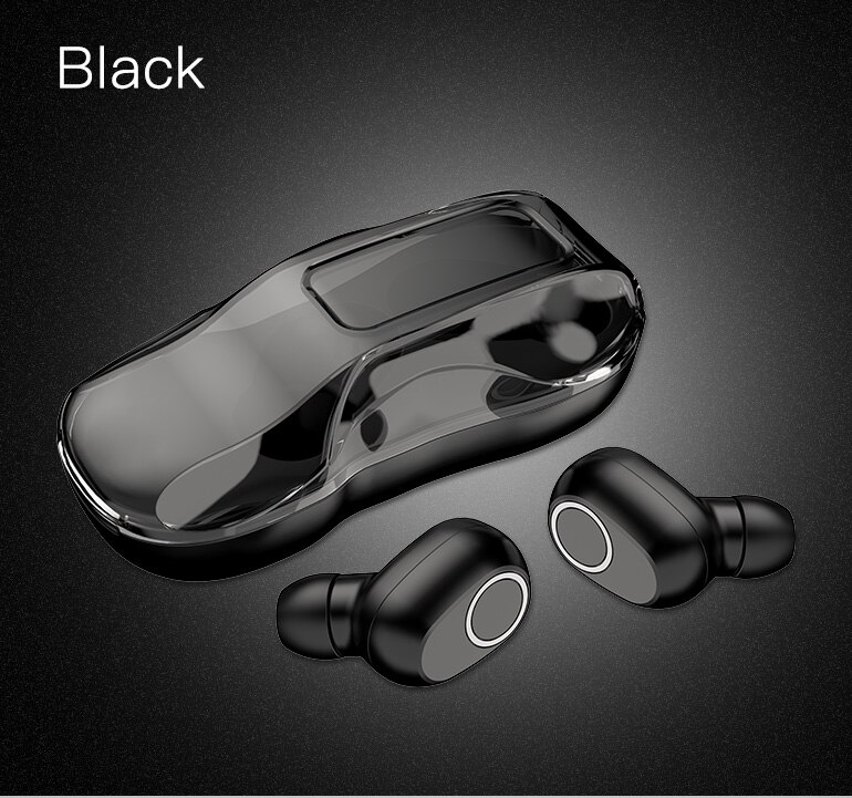 Draadloze oordopjes met bluetooth 5.0 touch control hoofdtelefoons 9d stereo waterdichte oordopjes sportwagenvormige oplaadbox: Zwart