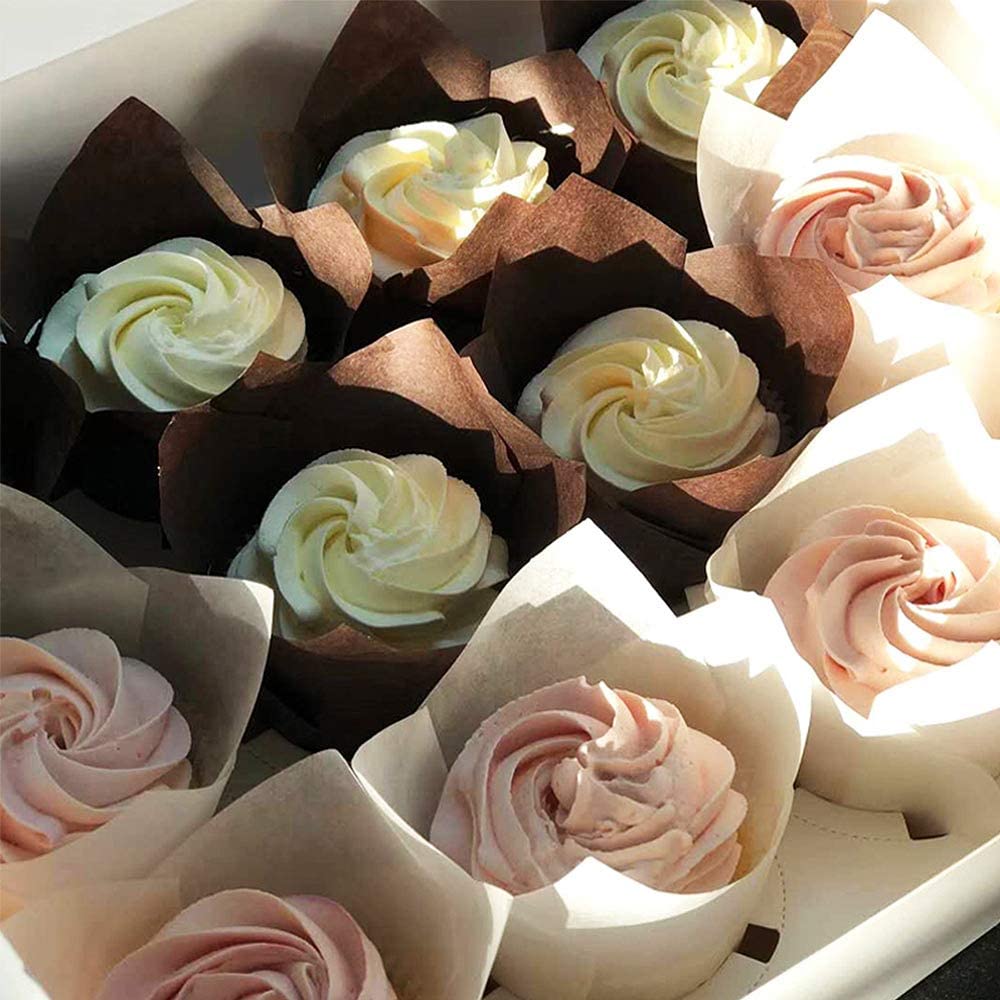 50Pcs Newspaper Style Cupcake Liner Baking Cup For Wedding Party Caissettes Tulip Muffin Cupcake Paper Cup Oilproof Cake Wrapper