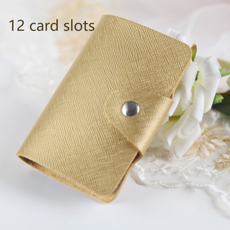 Waterproof Leather Function 24/12 Bits Card Case Business Card Holder Men Women Credit Passport Card Bag ID Passport Card Wallet: B-Gold