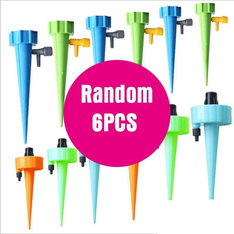 Automatische Watering Spike Irrigatie Druppelaar Plant Self Watering Verstelbare Stake Water-Dropper Met Schakelaar Regelklep: 6pcs