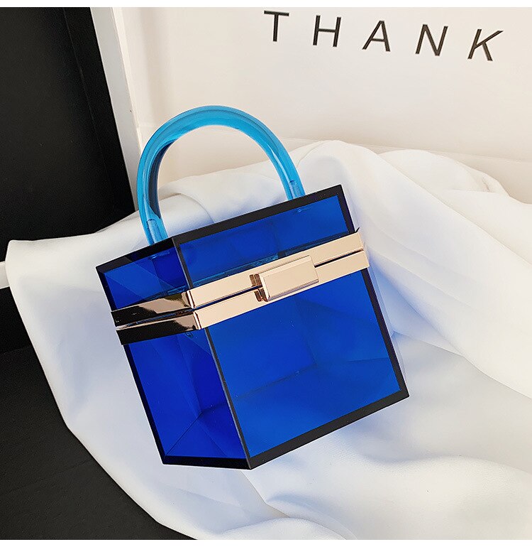Herbst Und Winter Neue Transparente Handtasche Neue Handtasche Kupplung Partei Abendessen Tasche: Blau