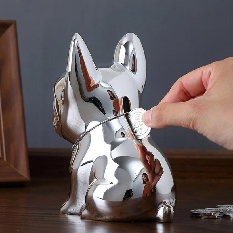 Coffre-fort discret, coffret en résine bouledogue tirelire, grande boîte à pièces pour pièces de monnaie, maison mignon, chiot, pour enfants