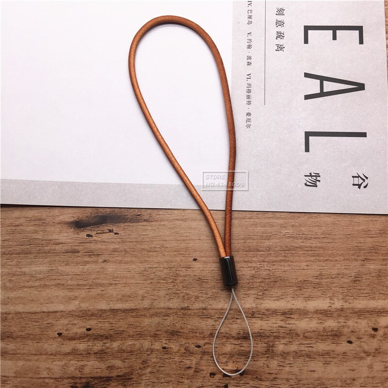 Leacther Lanyard-Vintage Leather Key Chain with Lanyard Mobile Phone Straps Strap Wrist Rope Phone for USB Flash Drives Keys: brown 15cm