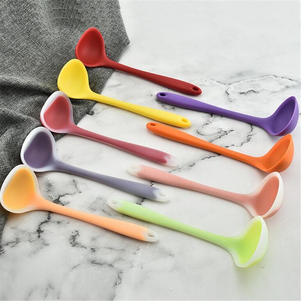 Translucent Nonstick Silicone Spoon High-Temperature Anti Handle Soup Spoon Kitchen Cooking Tools Accessories Spoon