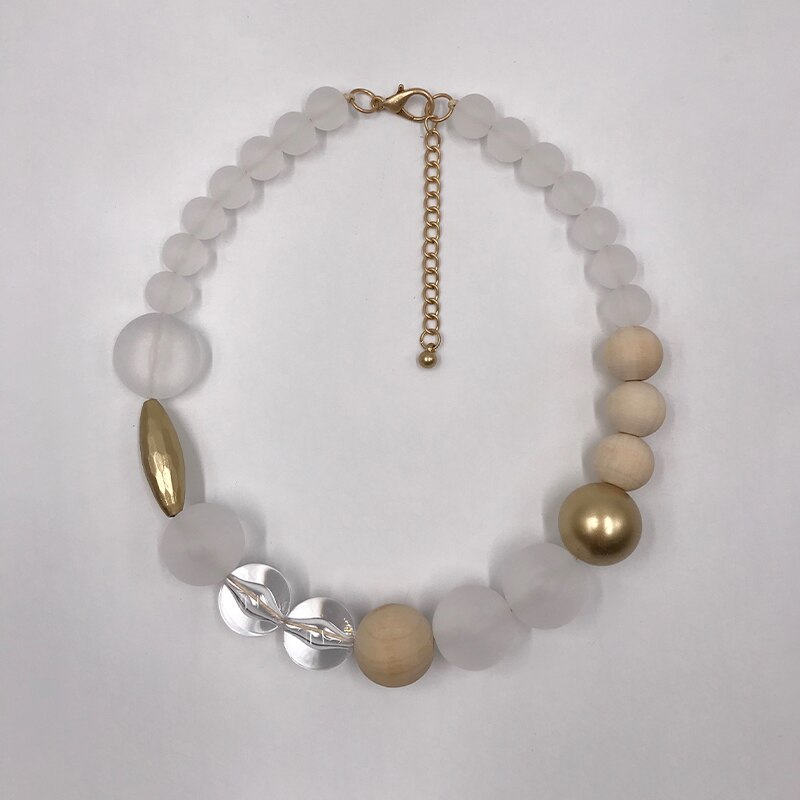 Kara &amp; Boerenkool Boho Sieraden Gothic Kraag Ketting Waxkoord Hars Hout &amp; Stone Kralen Aards Collares Ketting Vrouwen accessoires: Necklace XL039