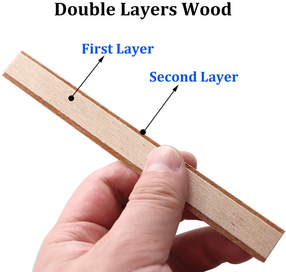 10Pcs 2 Layers Wooden Candles Wick with Sustainer Tab Candle Wick Core for Candle Making Supply Soy Parffin Wax