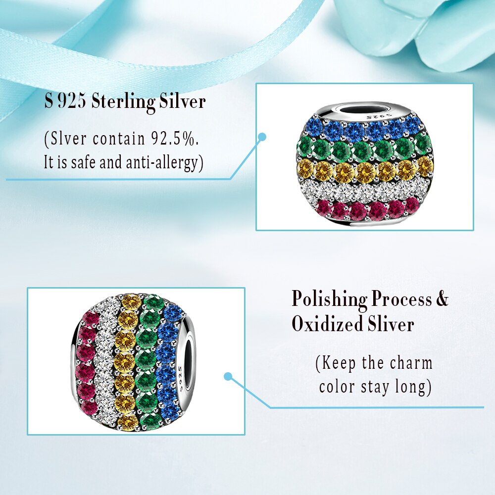 Summer 925 Sterling Silver CZ Bead DIY Fit Women Charms Silver 925 Original Bracelets Beads For Jewelry Making