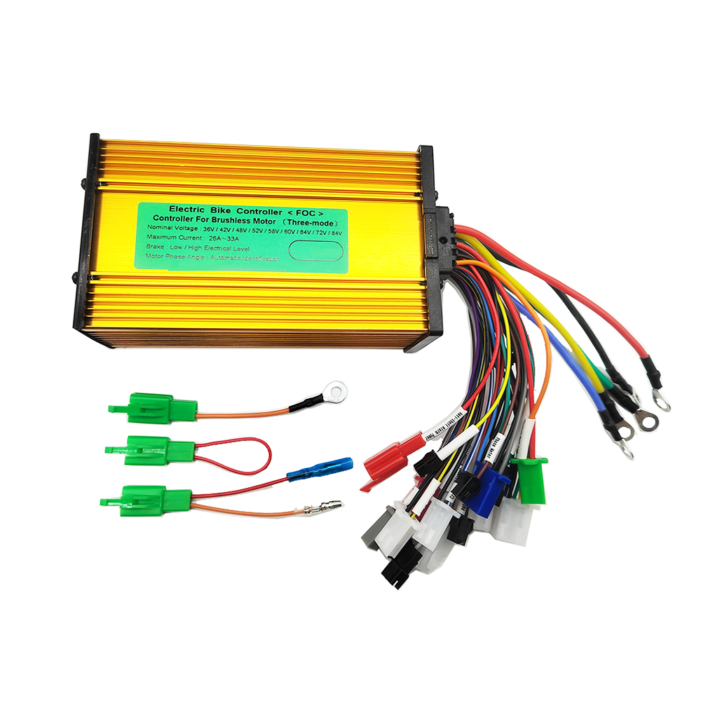 Controlador sin escobillas de onda sinusoidal Universal de 3 modos, 36V, 48V, 60V, 72V, 500W-1000W, 12 tubos aptos para patinete eléctrico, Motor de velocidad para bicicleta eléctrica: Default Title