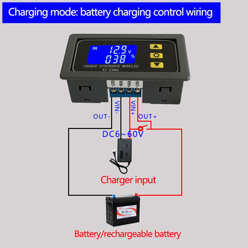 18650 Lithium Battery Charger Board with Over Charge Discharge Protection 6-60V High and low voltage automatic on/off switch