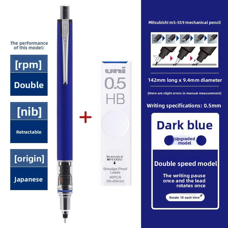 Uni Mechanical Pencil Japanese illustration Style Kurutoga Advance M5-559 M7-559 M3-559 Limited Edition Automatic Writing Pen: light green