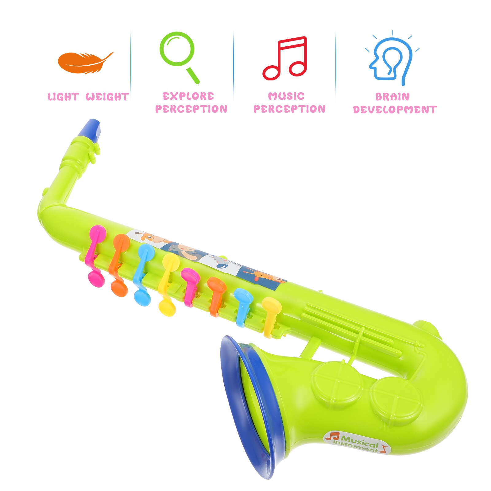 Saxofón de simulación creativa Tuba para niños, instrumento Musical de juguete, juguetes educativos para aprendizaje temprano, ayuda para la enseñanza de música