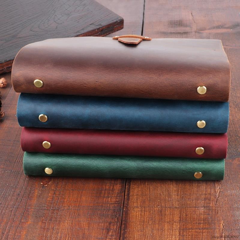 A5 Leather Journal Notepad Closure 6 Ring Binder Personal Diary Loose Leaf Notebook Travel Business for Adult Teen