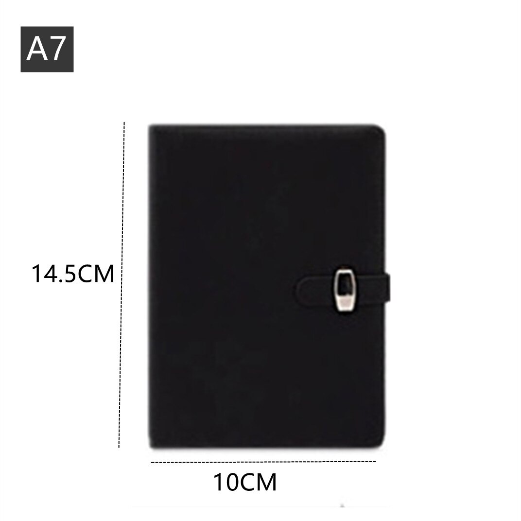 A5 A6 A7 Pu Leather 365 Days Retro Diary Notebook Personal Pocket Organiser Planner Filofax Cover Office School Supplies: Black-A7