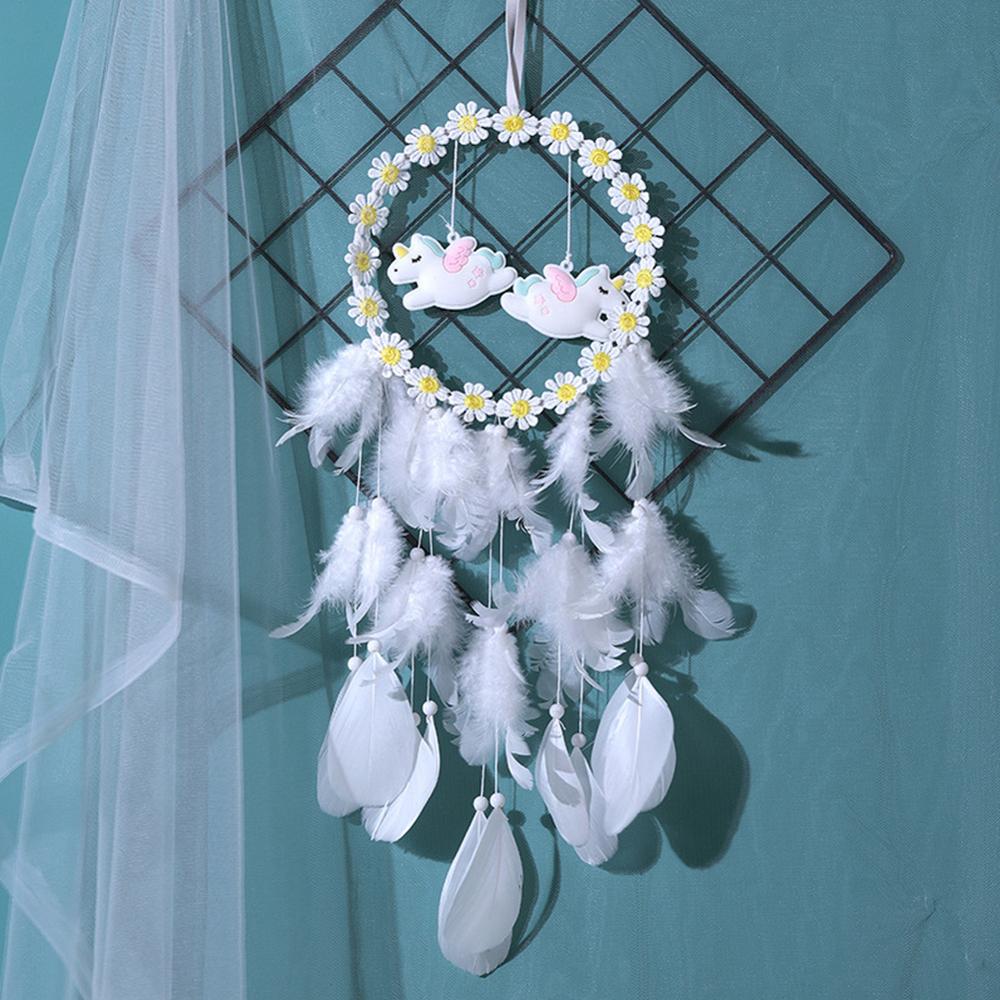Daisy Handmade Dream Catcher with LED Light Dreamcatcher Pendant Hollow Wind Chimes Wall Hanging Home Decoration