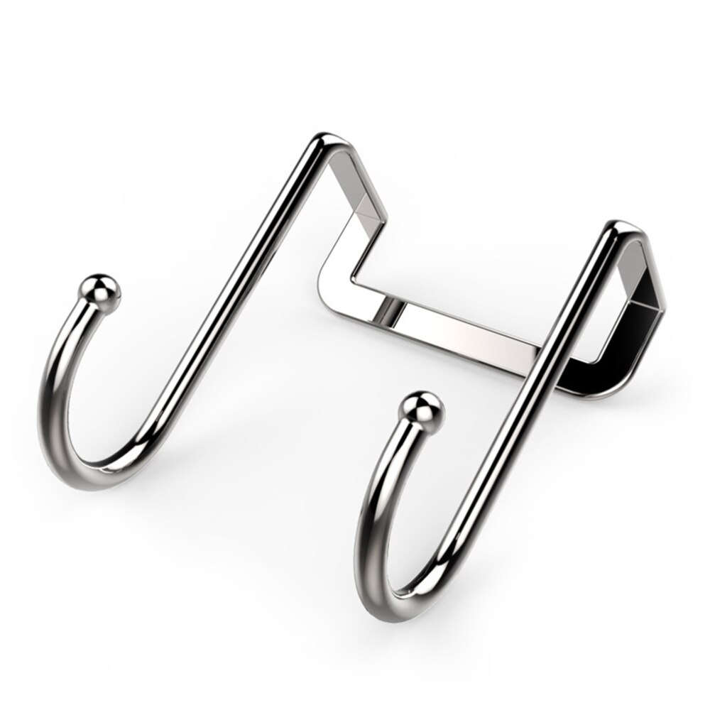 2 Pack Over Cabinet Door Double Hooks Strong Stainless Steel Multiple Use Shaped Hanging Over The Door Hooks Use for Kitchen