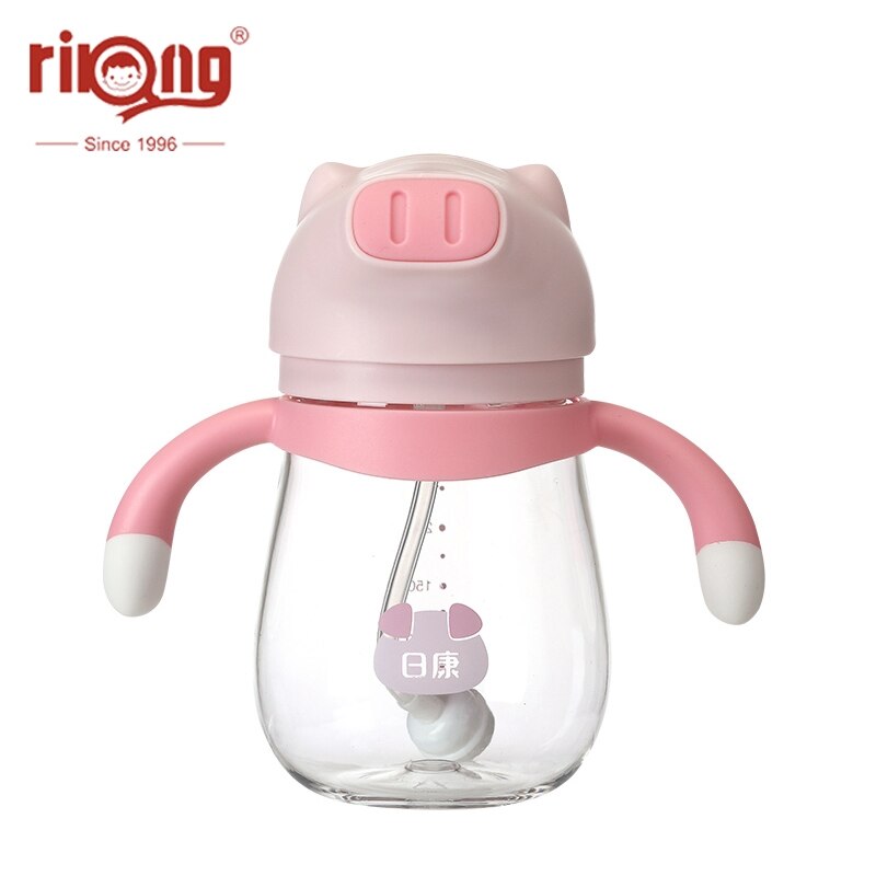 Rikang 250ml vannflaske sippy kopp låve gobelet matevann flaske baby kopp med halm dyr til låve