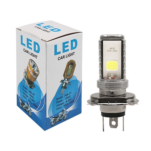1Pcs Super Heldere H4 Led Motorfiets Koplamp Hi-Lo Beam 2000LM HS1 Led Moto Lampen Cob Koplamp Voor motor Scooter Atv Motor: 12W 2COB