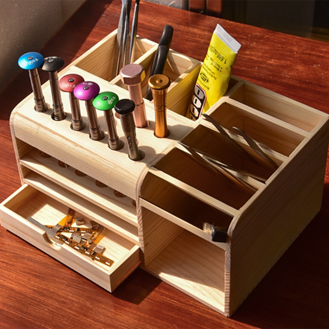 21X13.8X10.4 centimetri di Legno Scatola di Immagazzinaggio Strumenti Di Strumenti di Supporto Dell&#39;organizzatore Per Strumenti di Riparazione Modello Accessori 2020 Nuovo arrivo
