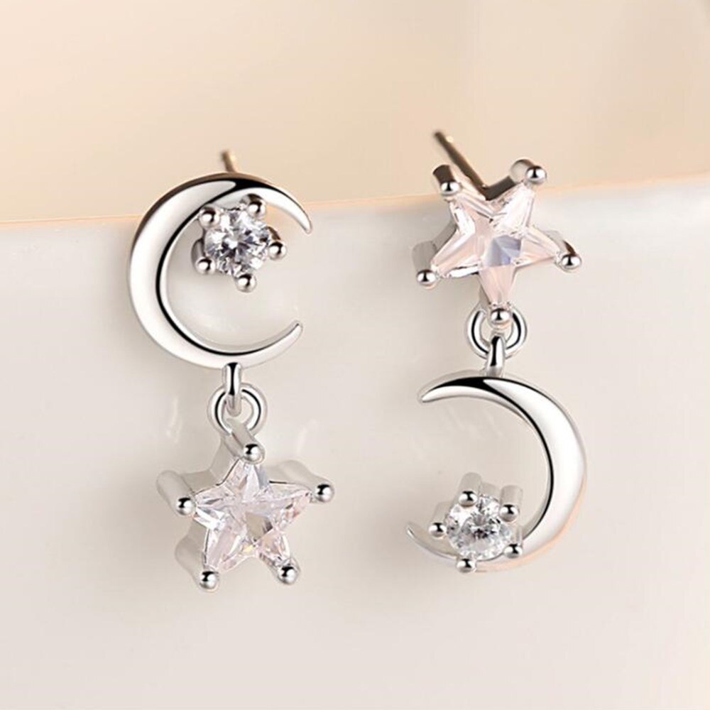 NEHZY 925 sterling silver new donna Orecchini Con Perno di Alta Qualità Retro Semplice Cubic Zirconia Orecchini Caldi di Vendita Star Moon Gioielli