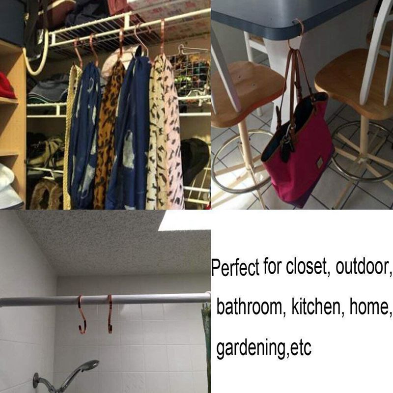 10-Pack 4 Inch Rose Gold Chrome Finish Steel Hanging Flat Hooks - S Shaped Hook Heavy-Duty S Hooks, for Kitchenware, Pots, Ute