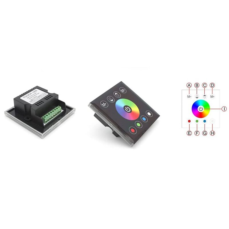 Rgb ledet mørkere veggbryter, veggmontert plastdeksel kontaktpanelbryter til  dc 12v-24v 3528 5050 flerfarget rgb rgbw ledet st