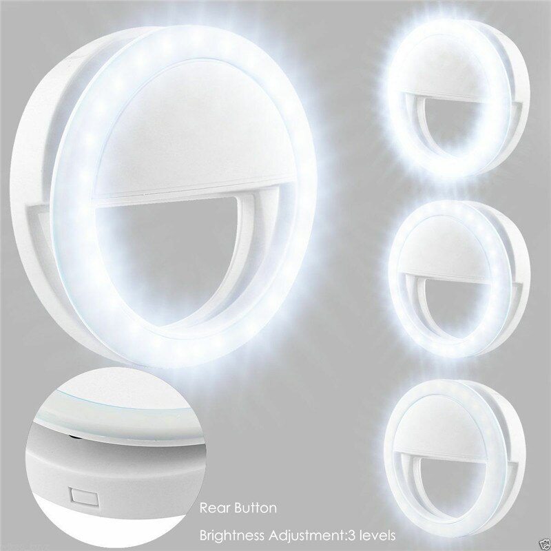 Universal Mini Ring Lamp Beauty Fill Ring Light Camera Lenses Enhancing Phone Selfie Luminous Flash Supplementary Accessories: White