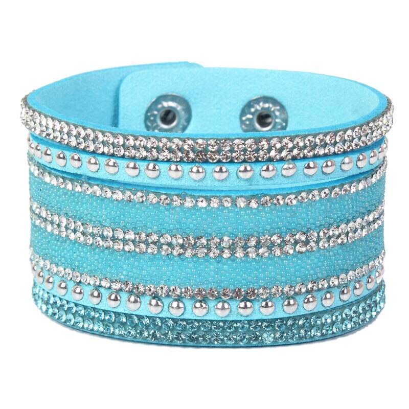 Multilayer Leather Rhinestones Wide Bracelets&Bangles Women Girls Men Chain Charms Wrap Bracelet Wristband Party Jewelry: B1963 C
