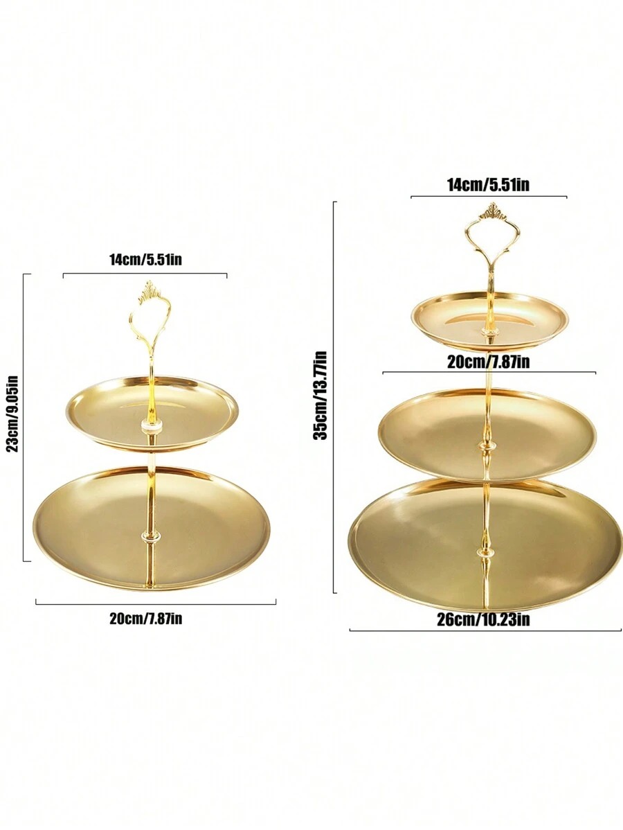 1/2 stuks roestvrij staal goud dessertblad, multi-tier taartstandaard, taartplaat, snackschaal, voor theekransje, verjaardag, bruiloft: Bruin