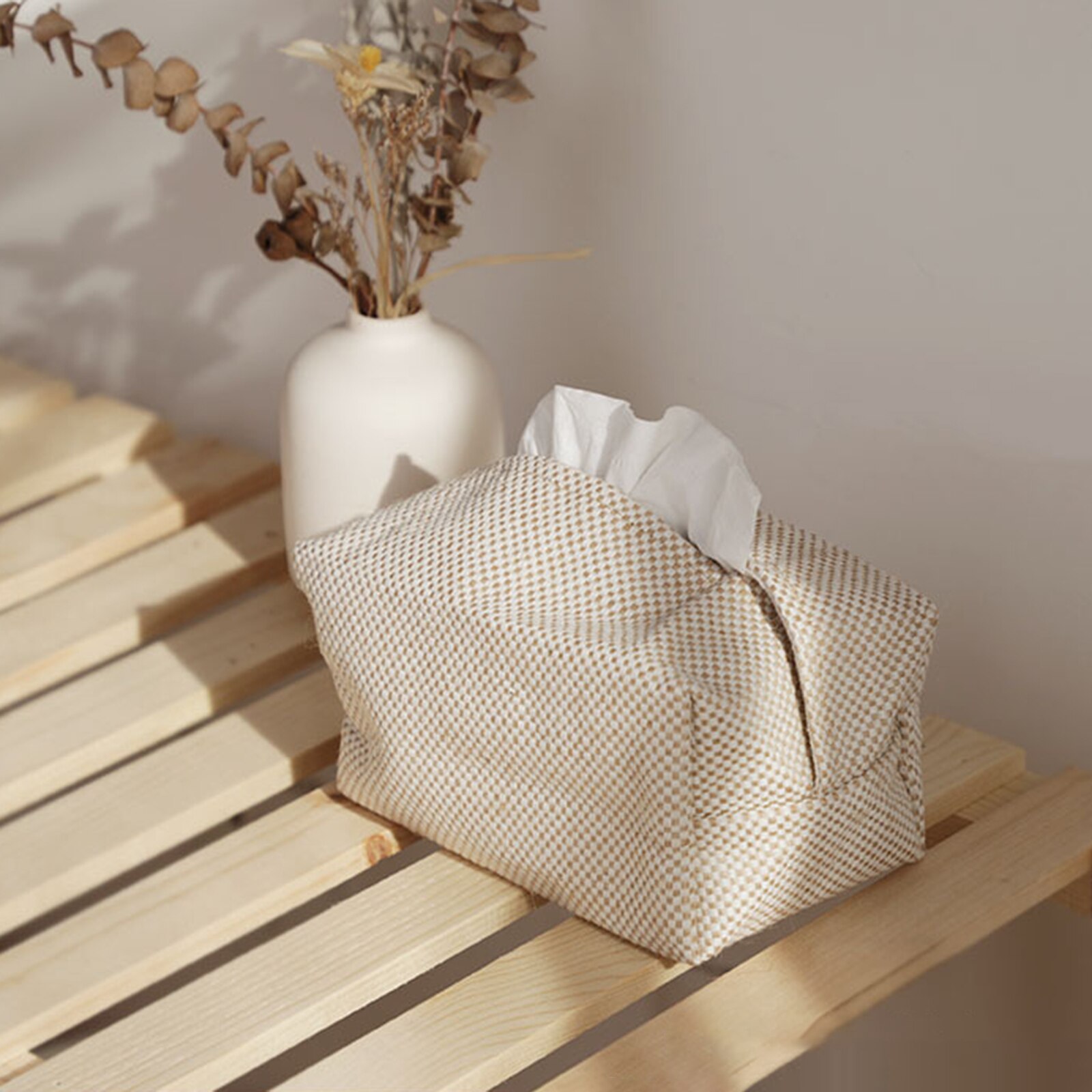 Cajas de pañuelos artísticos de tela de lino y algodón, caja de papel Simple, soporte para servilletas para el hogar, sala de estar y mesa de comedor